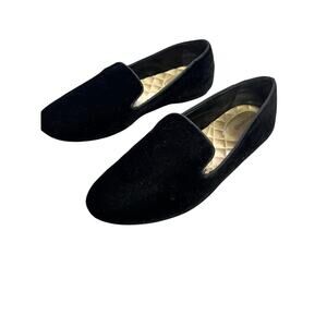 Birdies The Starling Black Velvet Driving Loafer Size 8.5, Gold Cushion Workwear